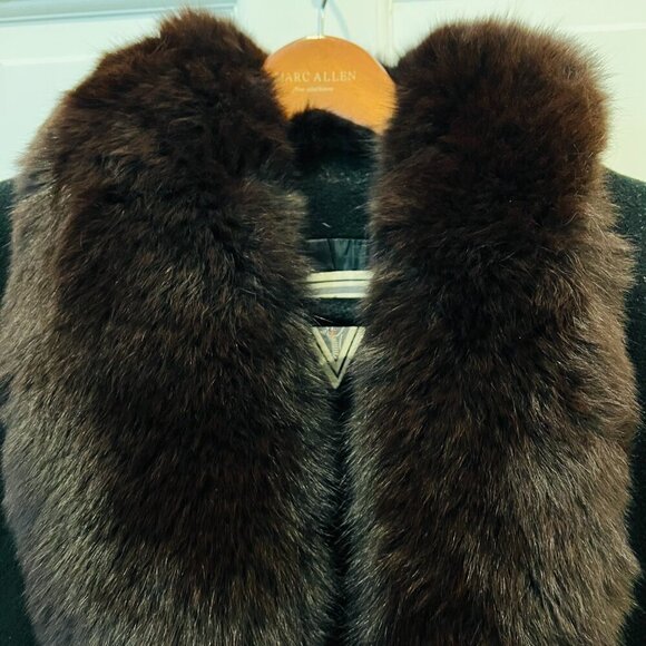 Marvin Richards Penny Lane Coat with Mongolian Lamb Fur Trim, size 10 - Picture 3 of 16